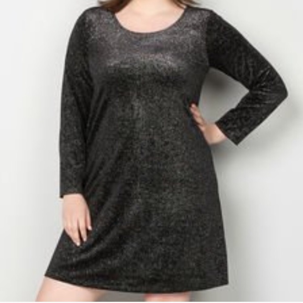Black sparky velvet long sleeve dress never worn